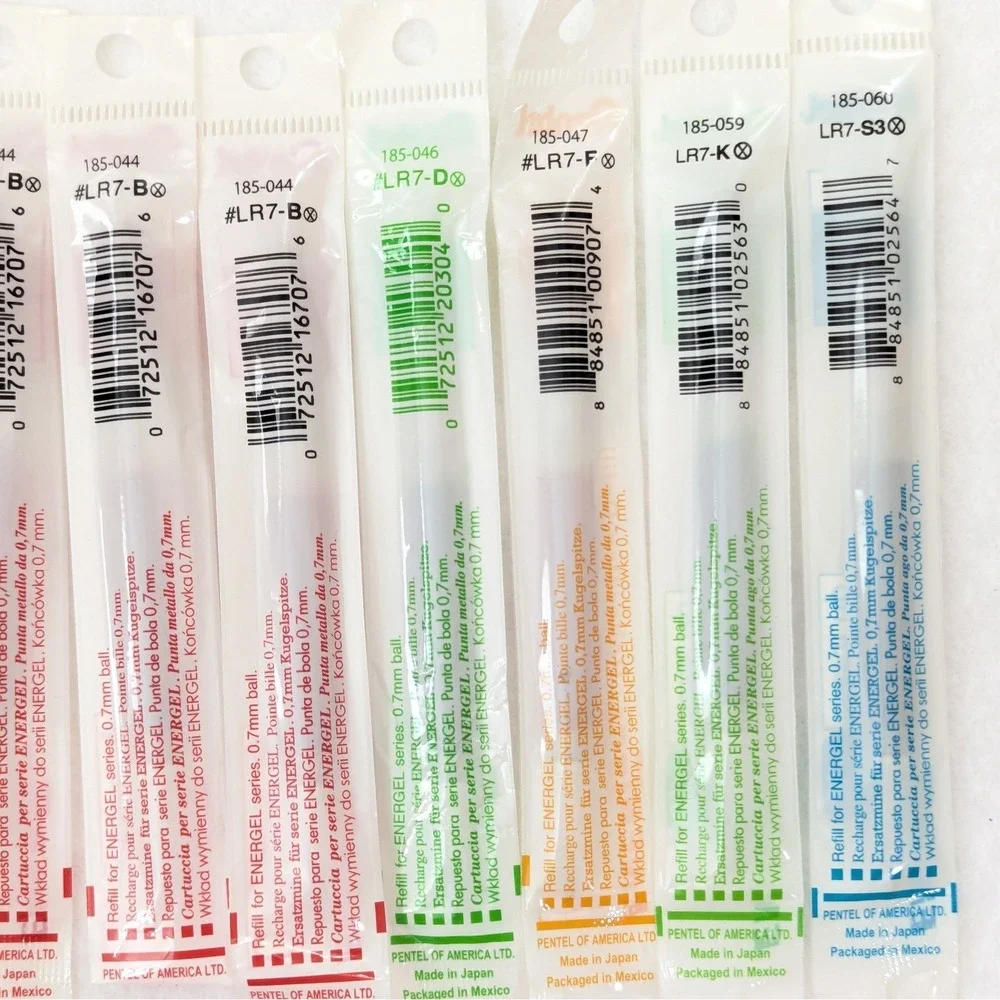 Pentel LR7 Refill Ink EnerGel Liquid Gel Pen 0.7mm Variety Color Lot of 12